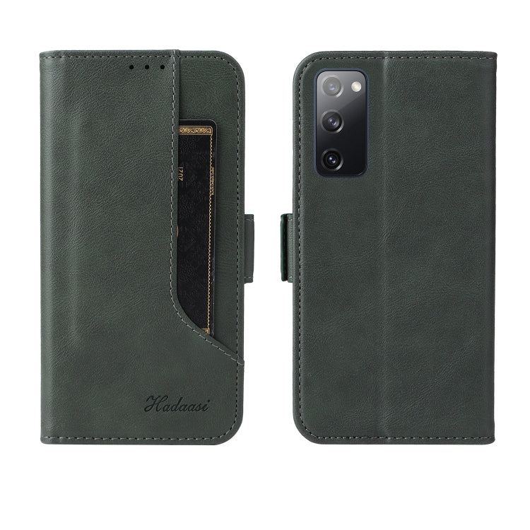 For Samsung Galaxy S20 FE Dual Buckle Card Wallet Calf Leather Phone Case