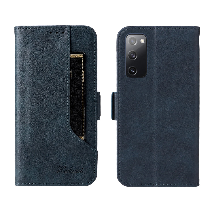 For Samsung Galaxy S20 FE Dual Buckle Card Wallet Calf Leather Phone Case