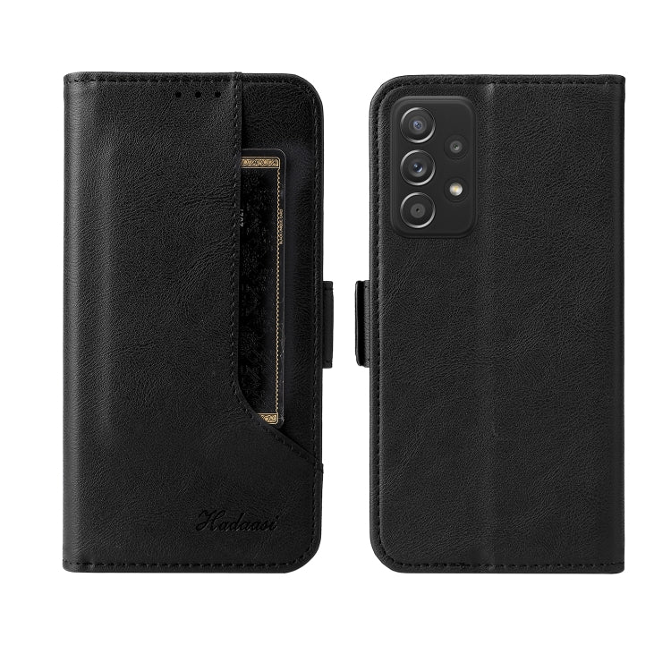 For Samsung Galaxy A72 5G / 4G Dual Buckle Card Wallet Calf Leather Phone Case