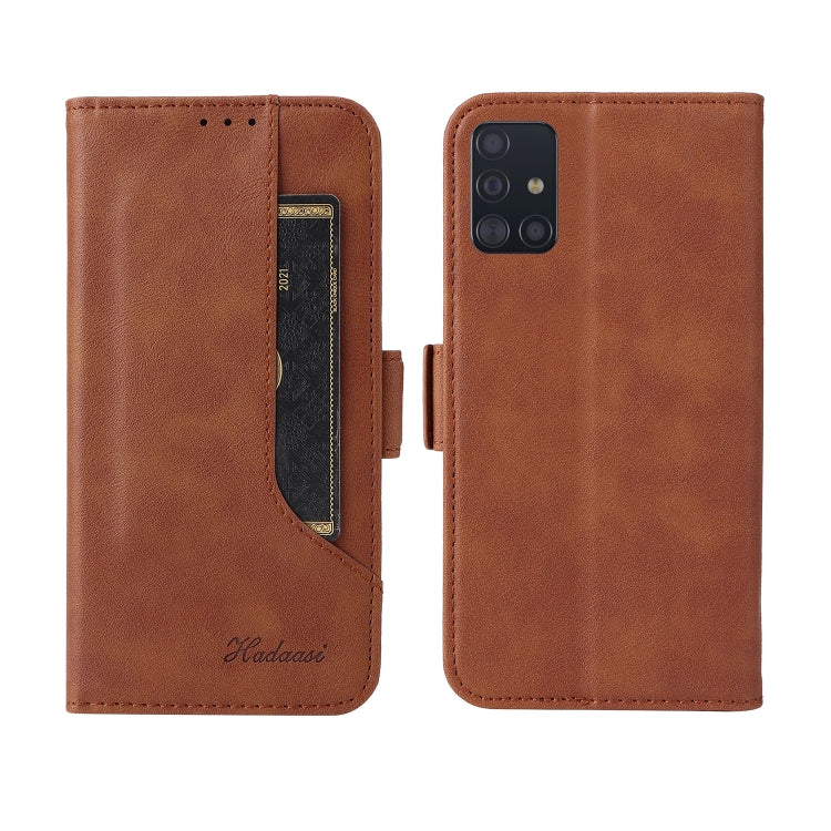 For Samsung Galaxy A71 4G Dual Buckle Card Wallet Calf Leather Phone Case