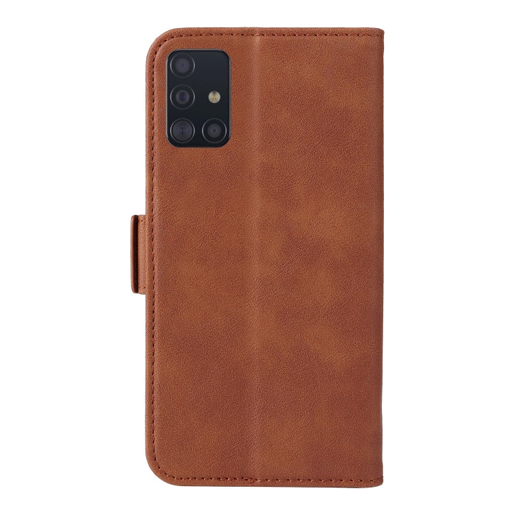 For Samsung Galaxy A71 4G Dual Buckle Card Wallet Calf Leather Phone Case
