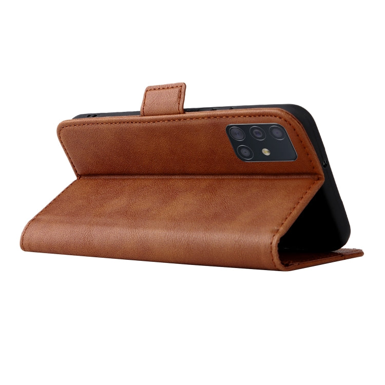 For Samsung Galaxy A71 4G Dual Buckle Card Wallet Calf Leather Phone Case