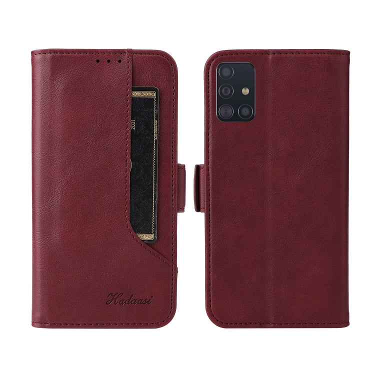 For Samsung Galaxy A71 4G Dual Buckle Card Wallet Calf Leather Phone Case
