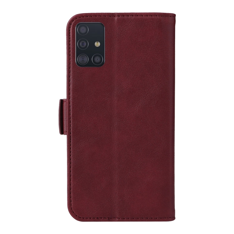 For Samsung Galaxy A71 4G Dual Buckle Card Wallet Calf Leather Phone Case