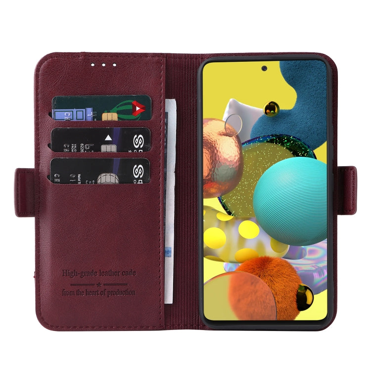 For Samsung Galaxy A71 4G Dual Buckle Card Wallet Calf Leather Phone Case