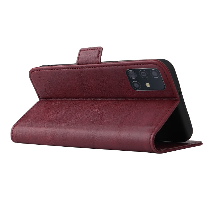 For Samsung Galaxy A71 4G Dual Buckle Card Wallet Calf Leather Phone Case