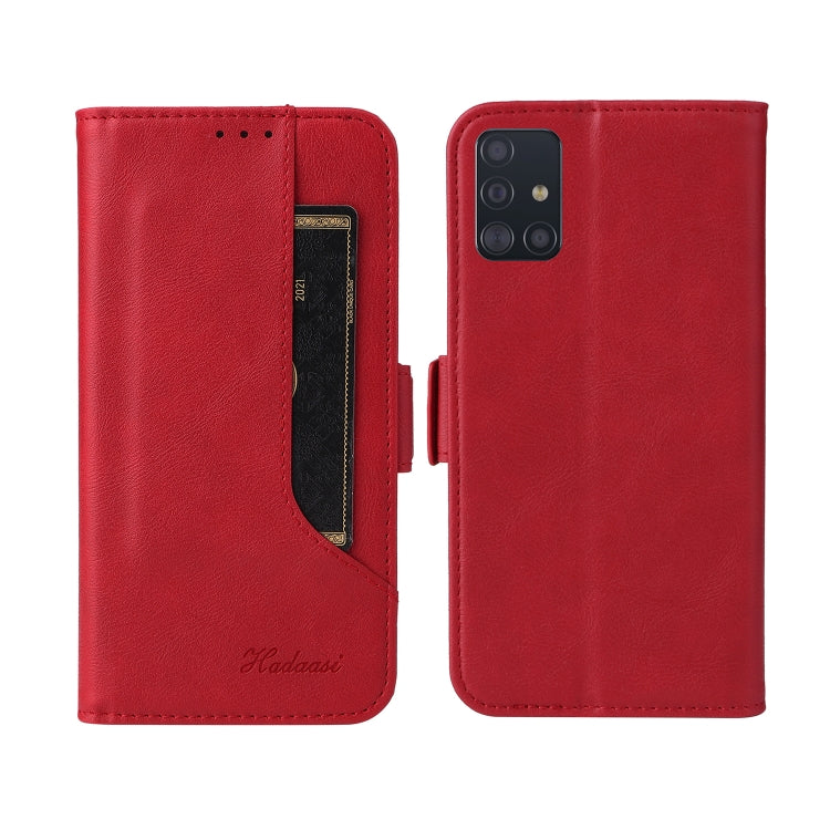 For Samsung Galaxy A71 4G Dual Buckle Card Wallet Calf Leather Phone Case