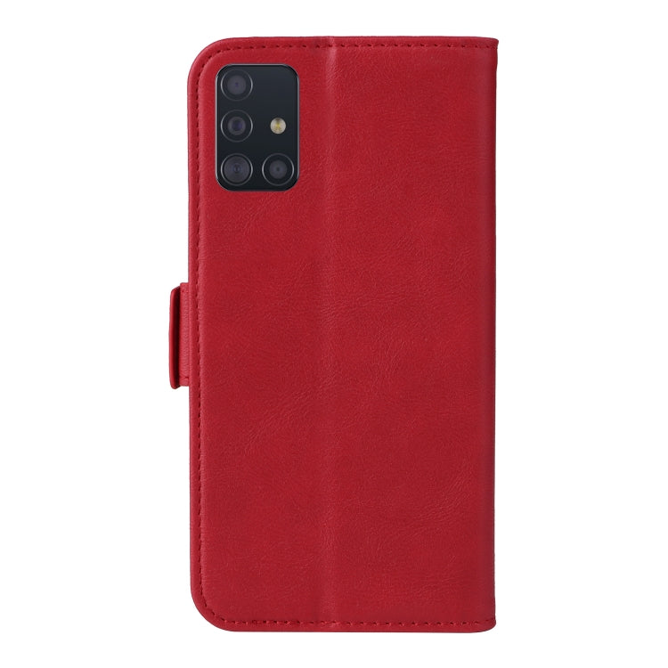 For Samsung Galaxy A71 4G Dual Buckle Card Wallet Calf Leather Phone Case