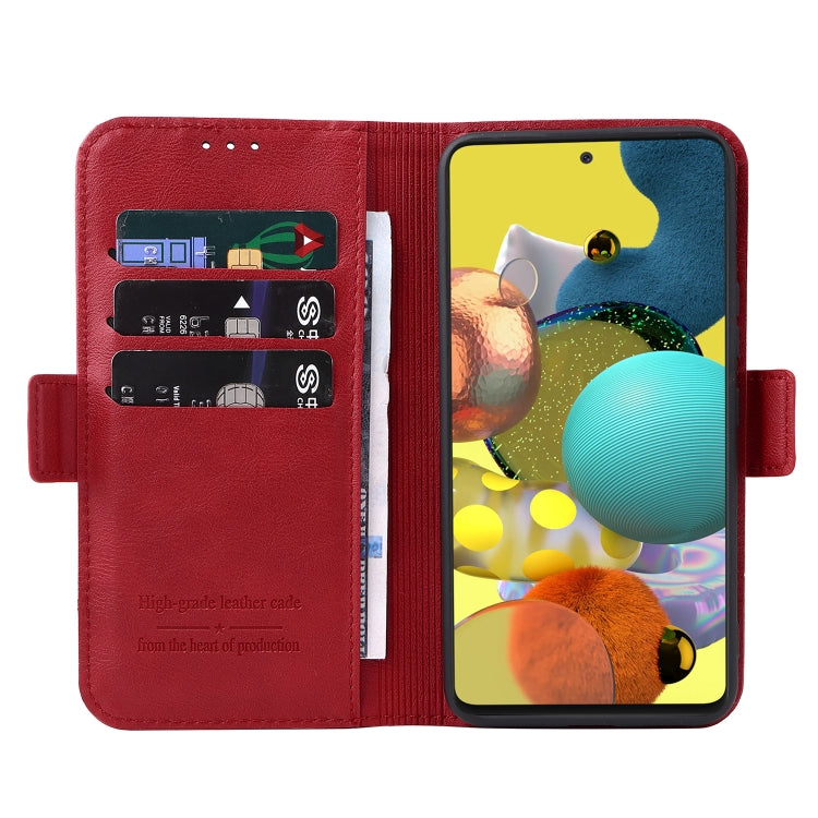 For Samsung Galaxy A71 4G Dual Buckle Card Wallet Calf Leather Phone Case