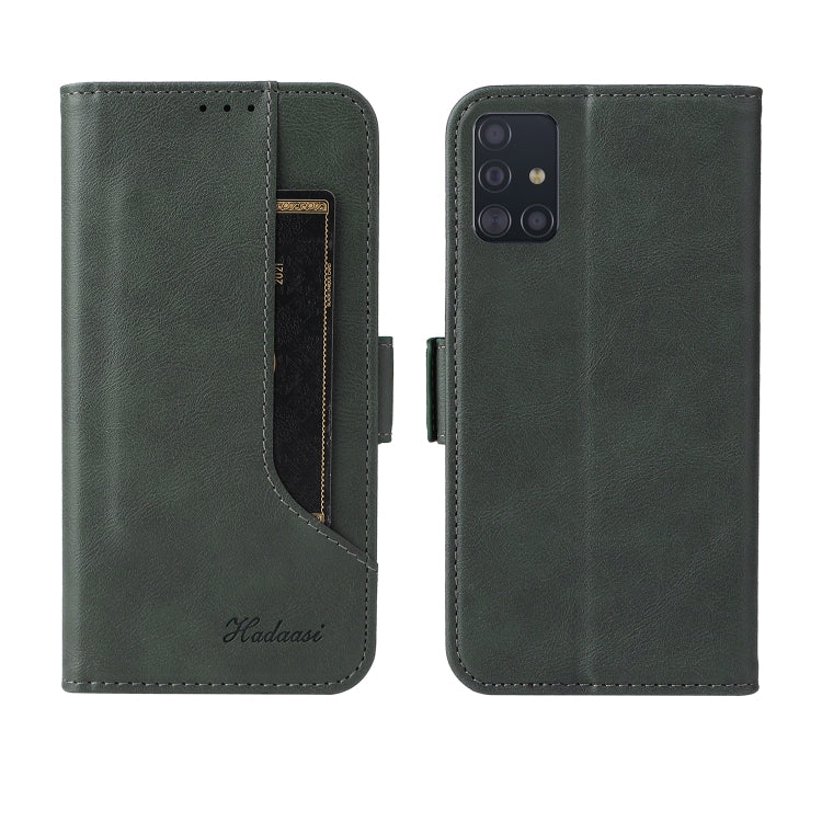 For Samsung Galaxy A71 4G Dual Buckle Card Wallet Calf Leather Phone Case