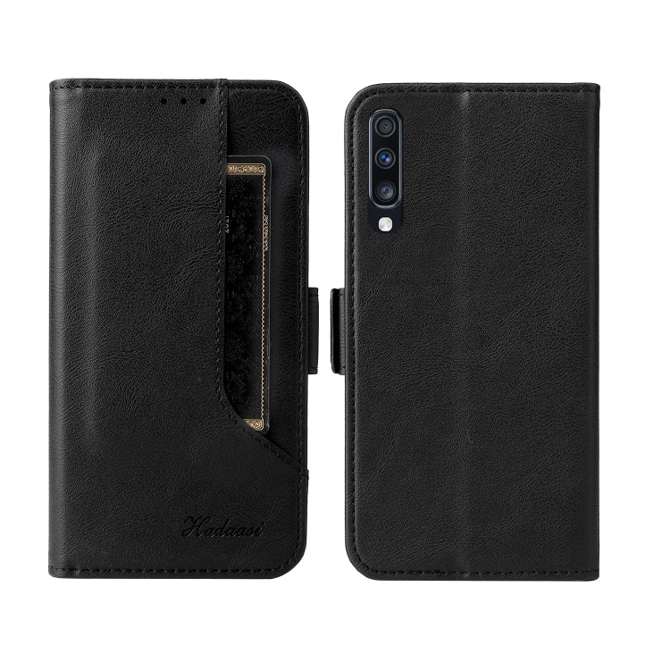 For Samsung Galaxy A70 Dual Buckle Card Wallet Calf Leather Phone Case