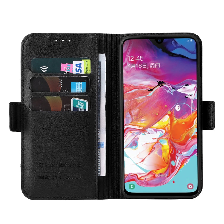 For Samsung Galaxy A70 Dual Buckle Card Wallet Calf Leather Phone Case