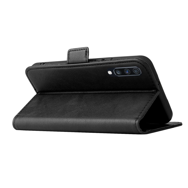 For Samsung Galaxy A70 Dual Buckle Card Wallet Calf Leather Phone Case