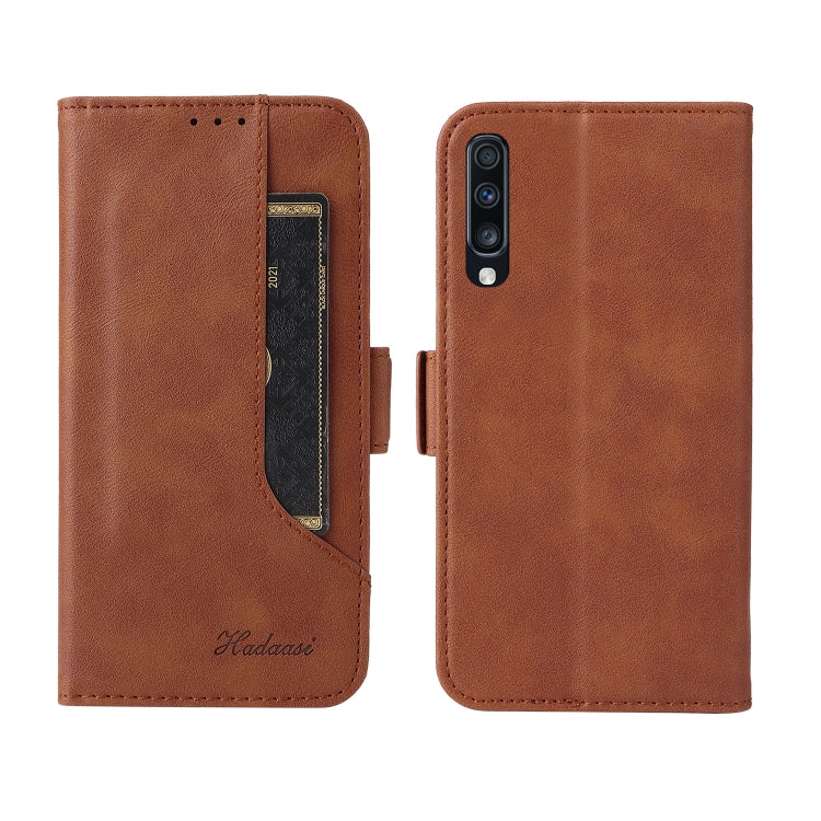 For Samsung Galaxy A70 Dual Buckle Card Wallet Calf Leather Phone Case