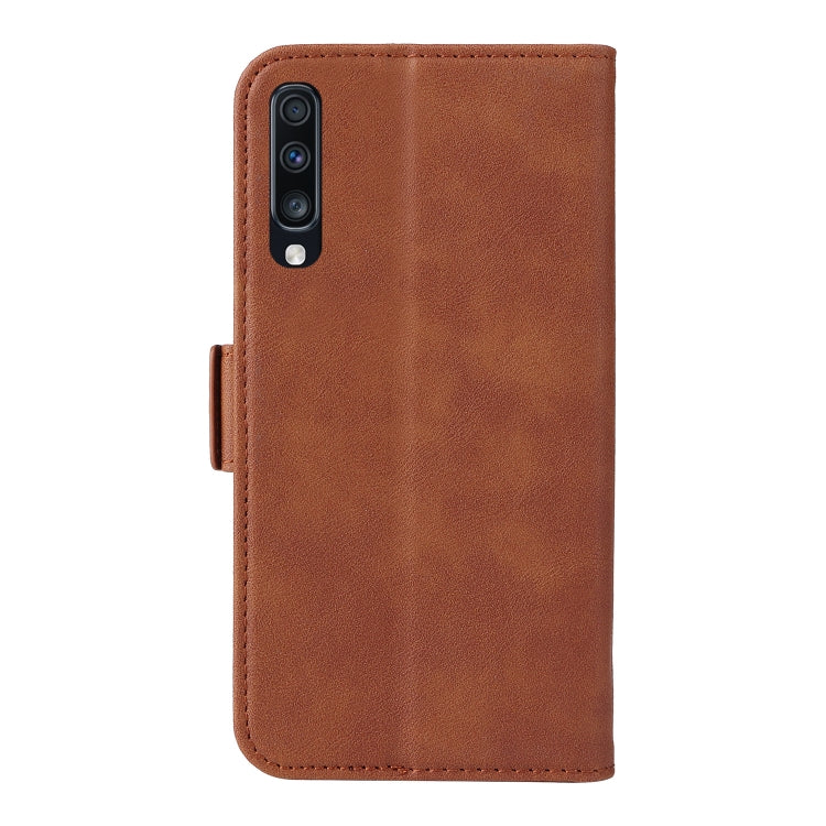 For Samsung Galaxy A70 Dual Buckle Card Wallet Calf Leather Phone Case