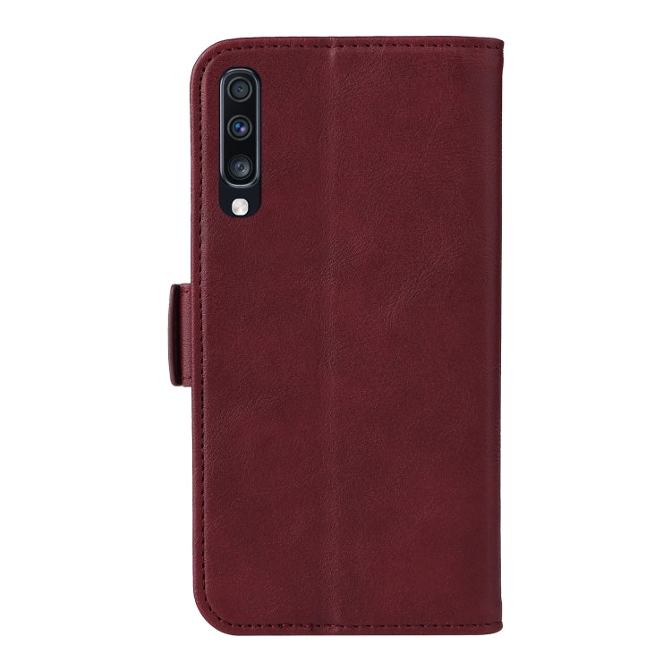 For Samsung Galaxy A70 Dual Buckle Card Wallet Calf Leather Phone Case
