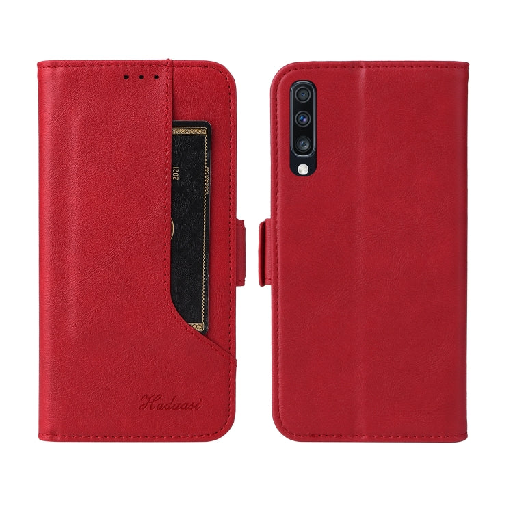 For Samsung Galaxy A70 Dual Buckle Card Wallet Calf Leather Phone Case