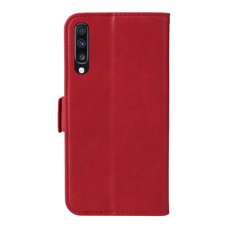 For Samsung Galaxy A70 Dual Buckle Card Wallet Calf Leather Phone Case