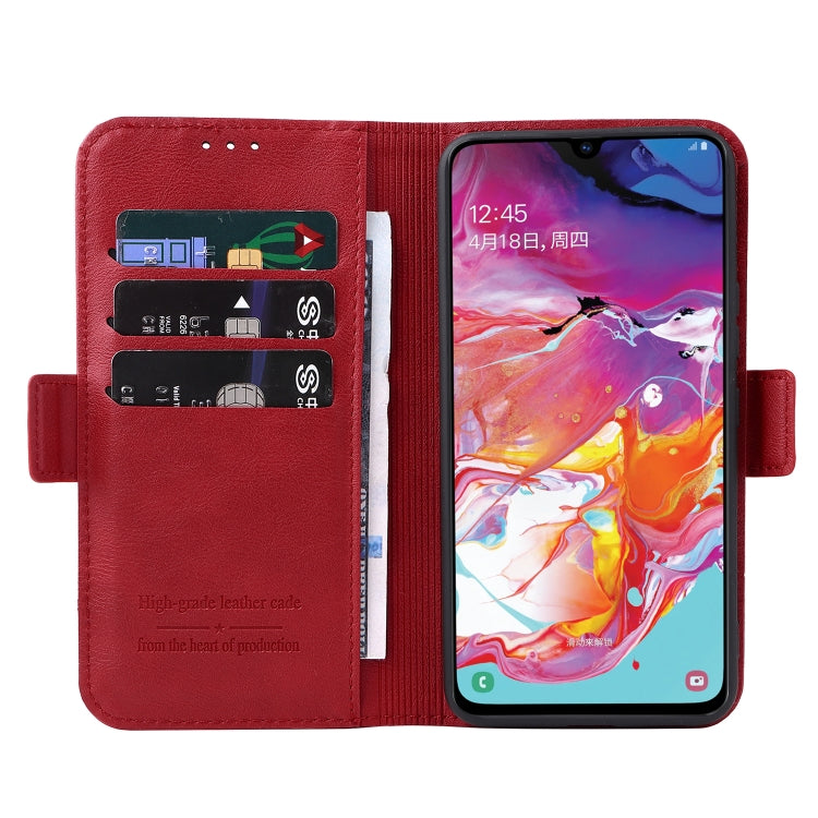 For Samsung Galaxy A70 Dual Buckle Card Wallet Calf Leather Phone Case