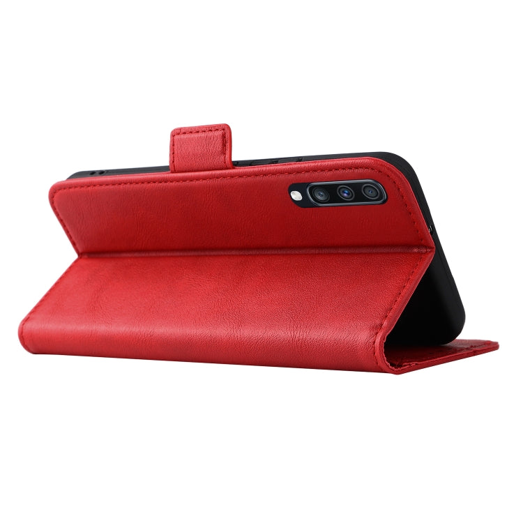 For Samsung Galaxy A70 Dual Buckle Card Wallet Calf Leather Phone Case