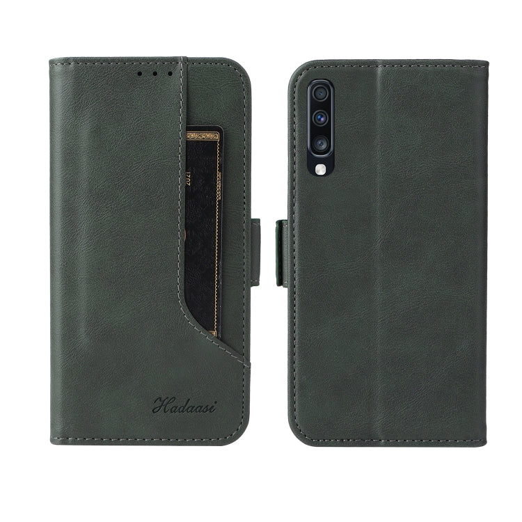 For Samsung Galaxy A70 Dual Buckle Card Wallet Calf Leather Phone Case