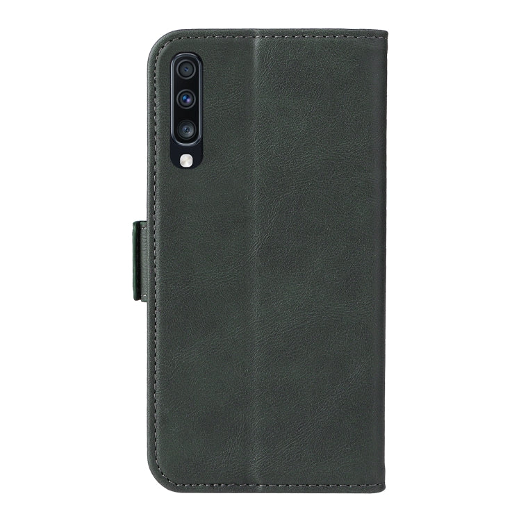 For Samsung Galaxy A70 Dual Buckle Card Wallet Calf Leather Phone Case