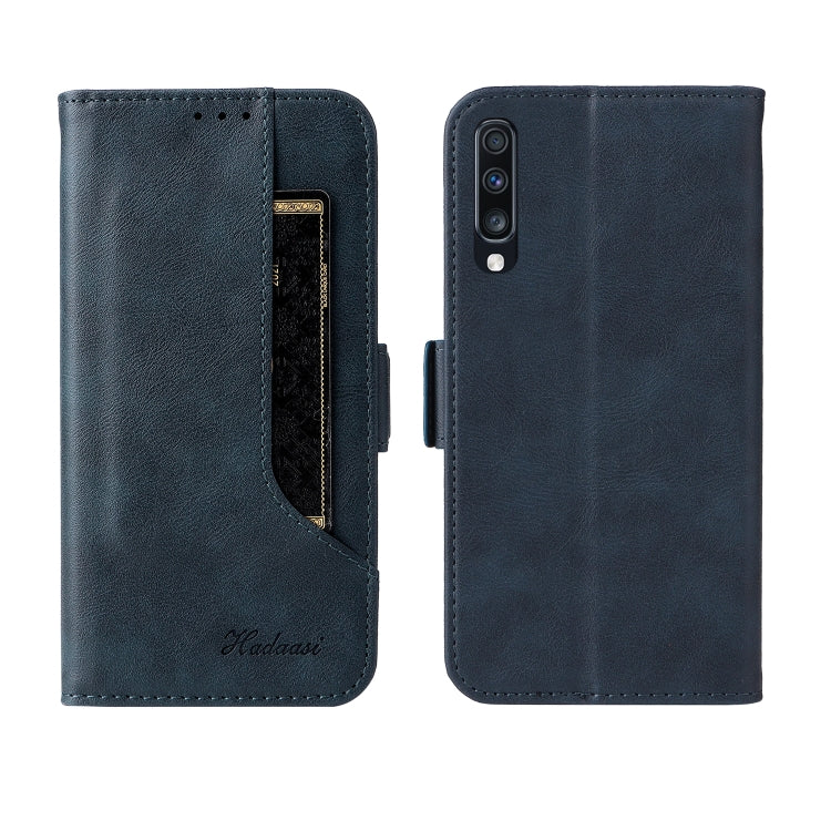 For Samsung Galaxy A70 Dual Buckle Card Wallet Calf Leather Phone Case