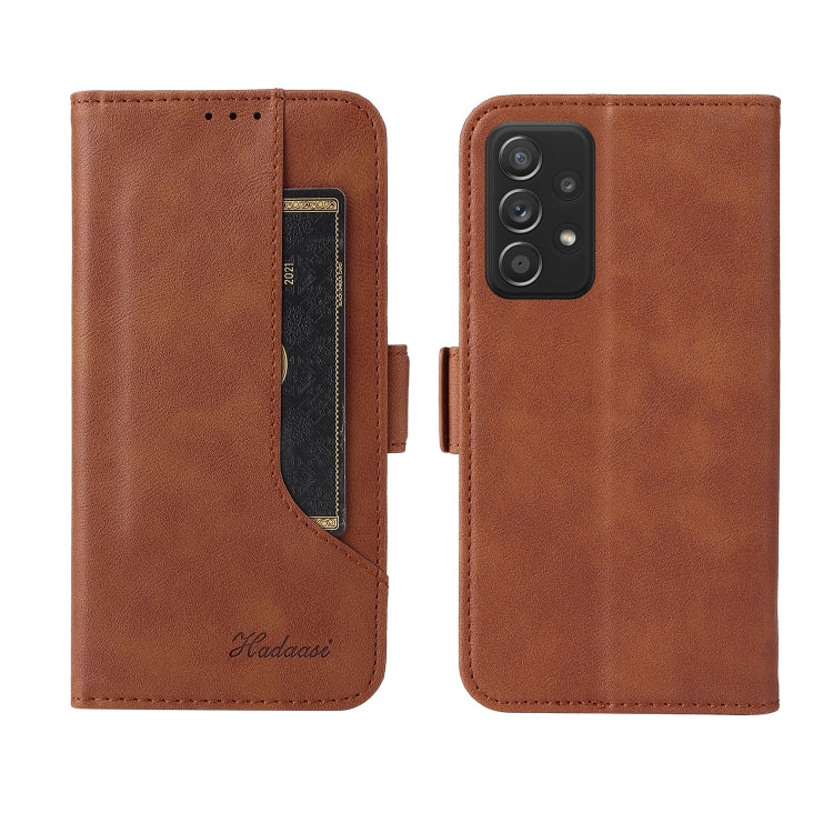 For Samsung Galaxy A52  5G / 4G Dual Buckle Card Wallet Calf Leather Phone Case