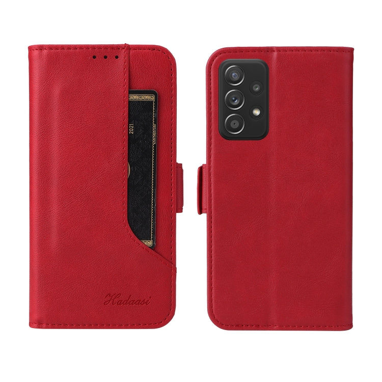 For Samsung Galaxy A52  5G / 4G Dual Buckle Card Wallet Calf Leather Phone Case