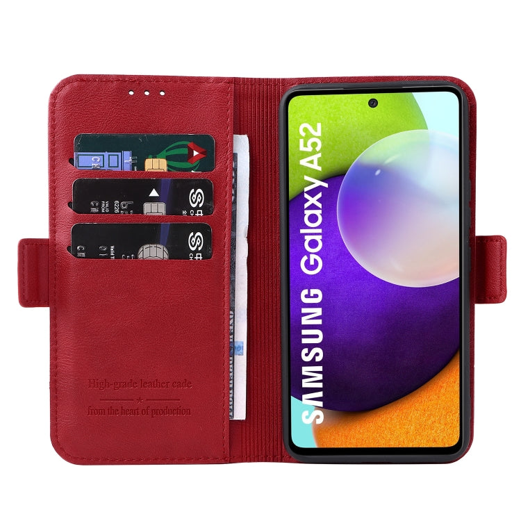 For Samsung Galaxy A52  5G / 4G Dual Buckle Card Wallet Calf Leather Phone Case