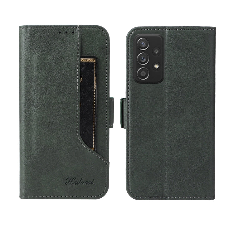 For Samsung Galaxy A52  5G / 4G Dual Buckle Card Wallet Calf Leather Phone Case