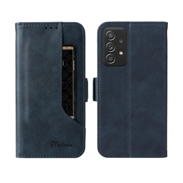 For Samsung Galaxy A52  5G / 4G Dual Buckle Card Wallet Calf Leather Phone Case