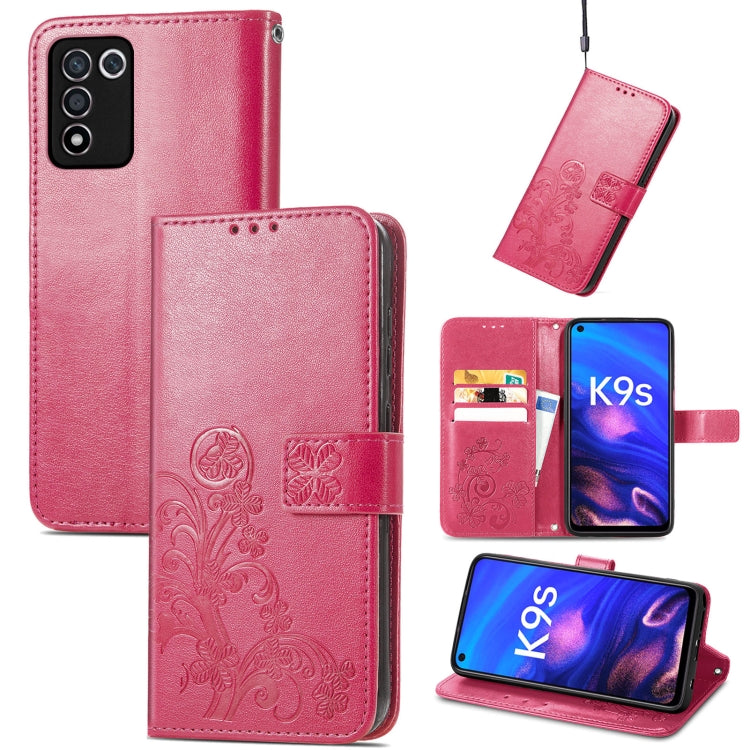 For OPPO K9s Four-leaf Clasp Embossed Buckle Leather Phone Case