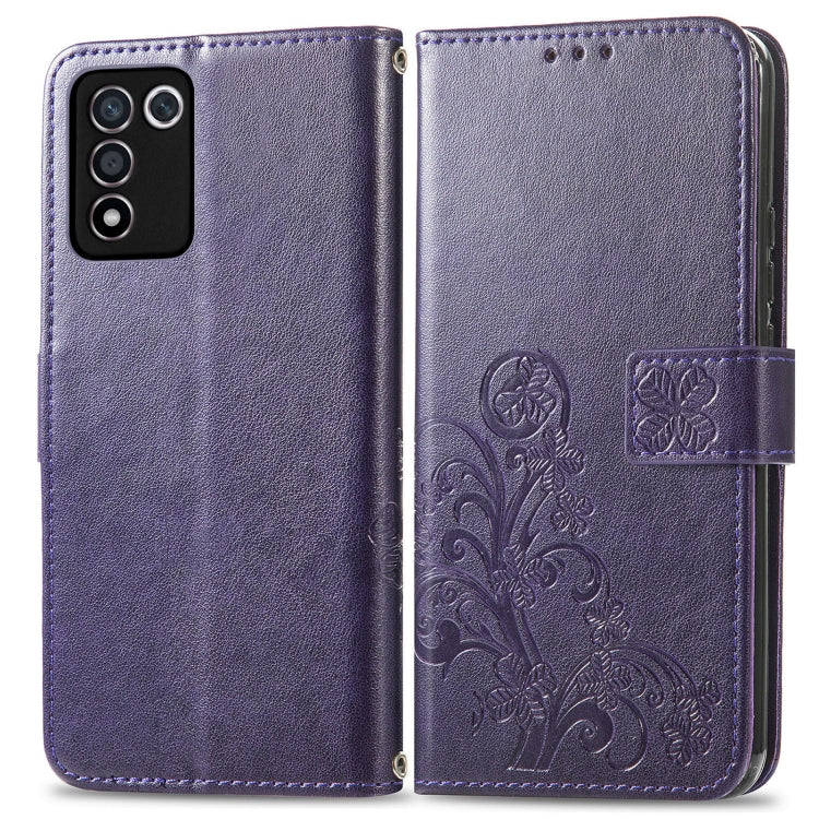For OPPO K9s Four-leaf Clasp Embossed Buckle Leather Phone Case