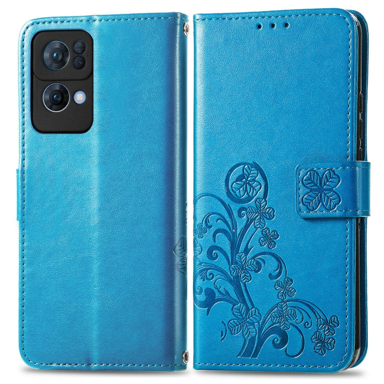 For OPPO Reno7 Pro 5G Four-leaf Clasp Embossed Buckle Leather Phone Case