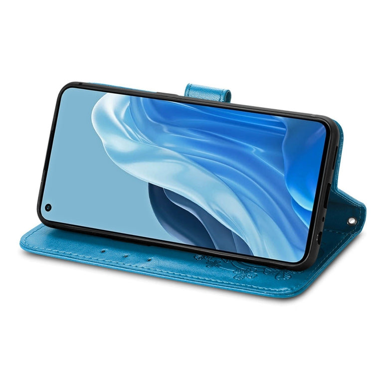 For OPPO Reno7 Pro 5G Four-leaf Clasp Embossed Buckle Leather Phone Case