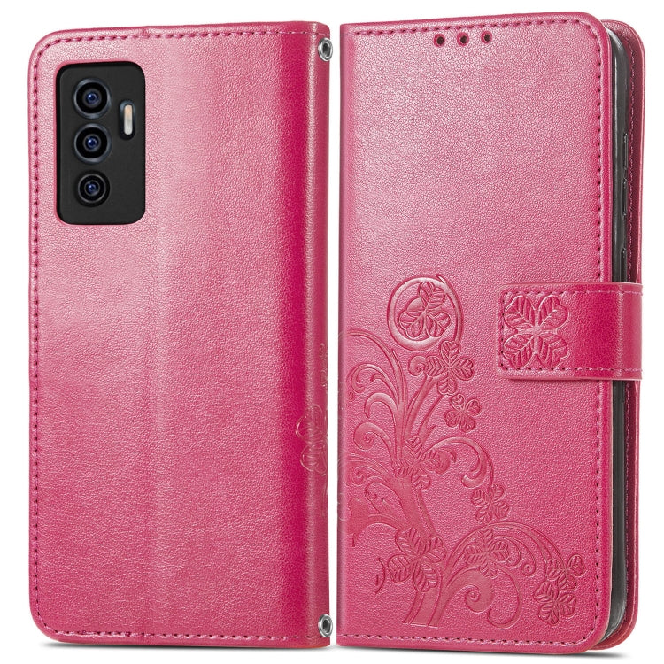 For vivo S10e Four-leaf Clasp Embossed Buckle Leather Phone Case
