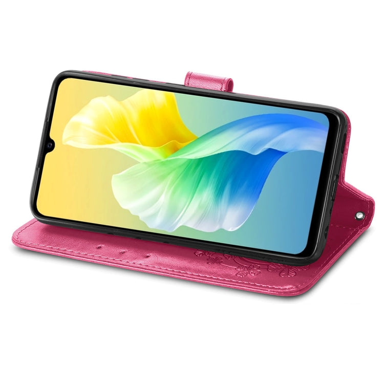 For vivo S10e Four-leaf Clasp Embossed Buckle Leather Phone Case