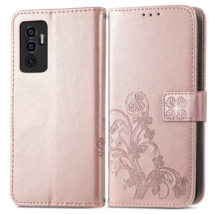 For vivo S10e Four-leaf Clasp Embossed Buckle Leather Phone Case