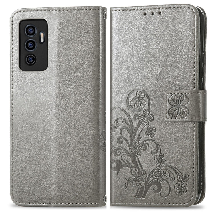 For vivo S10e Four-leaf Clasp Embossed Buckle Leather Phone Case