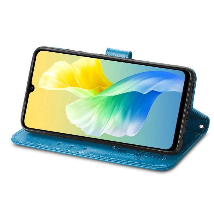 For vivo S10e Four-leaf Clasp Embossed Buckle Leather Phone Case