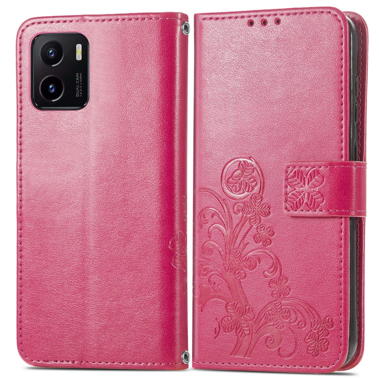 For vivo Y15S Four-leaf Clasp Embossed Buckle Leather Phone Case