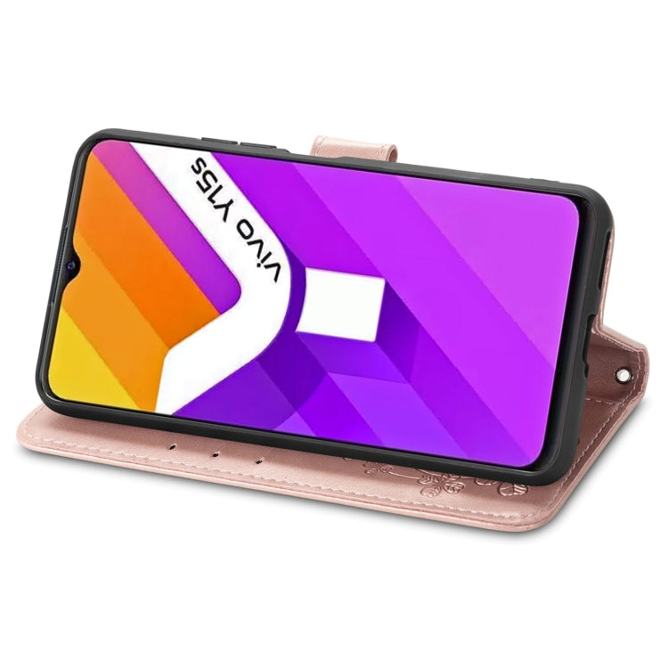 For vivo Y15S Four-leaf Clasp Embossed Buckle Leather Phone Case