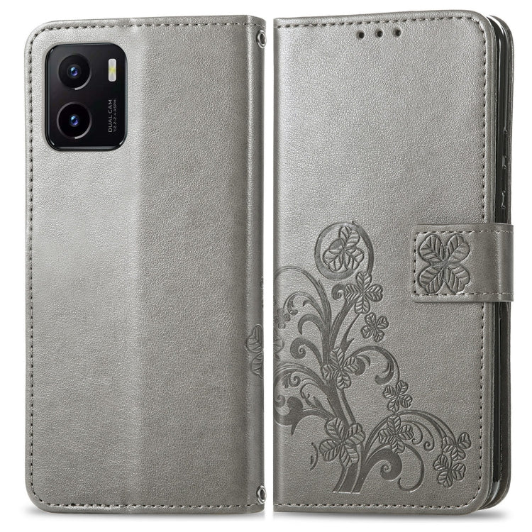 For vivo Y15S Four-leaf Clasp Embossed Buckle Leather Phone Case