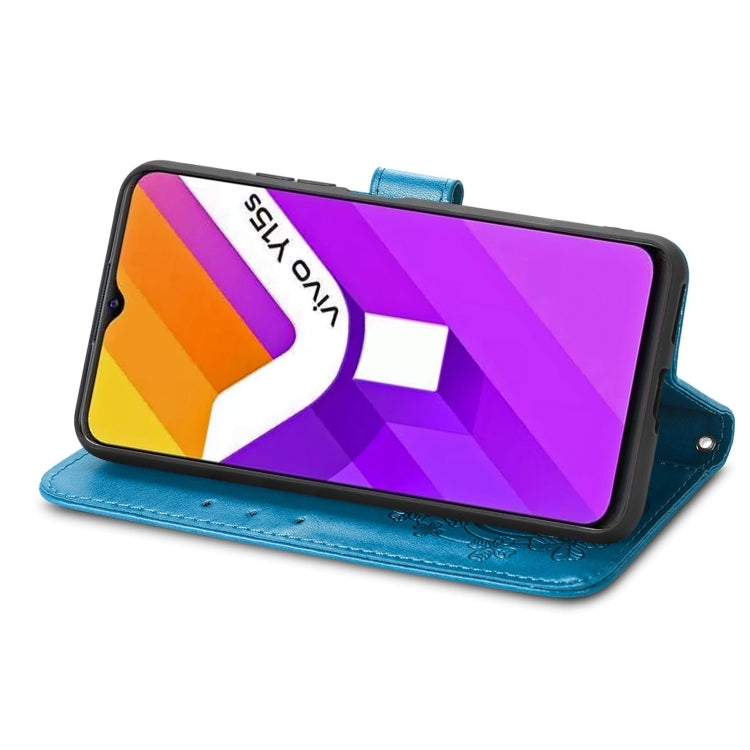 For vivo Y15S Four-leaf Clasp Embossed Buckle Leather Phone Case