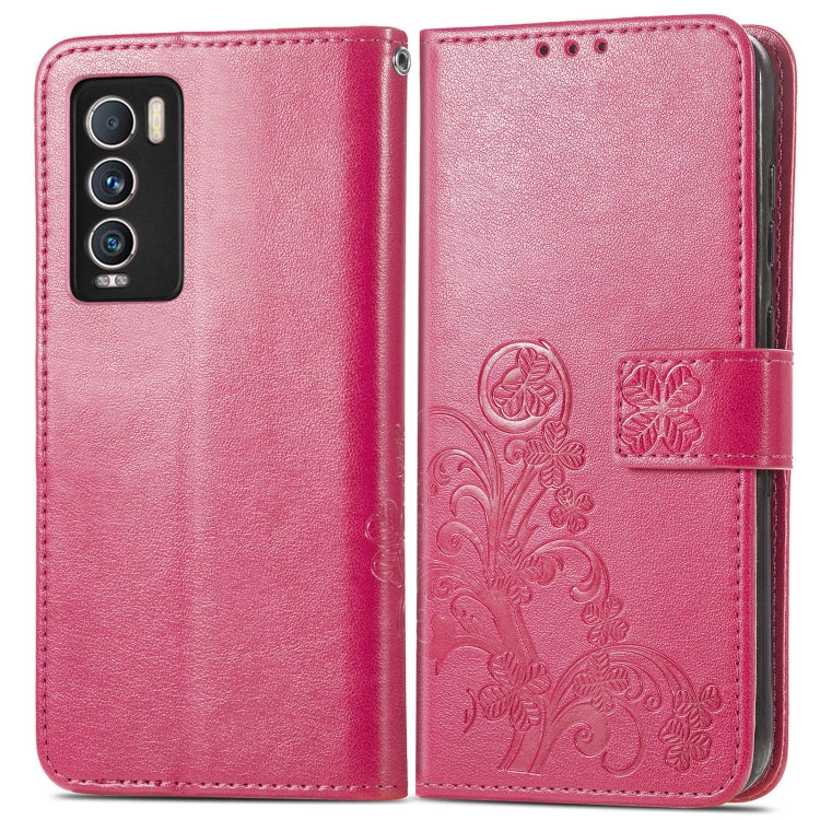 For OPPO Realme GT Explorer Master Four-leaf Clasp Embossed Buckle Leather Phone Case