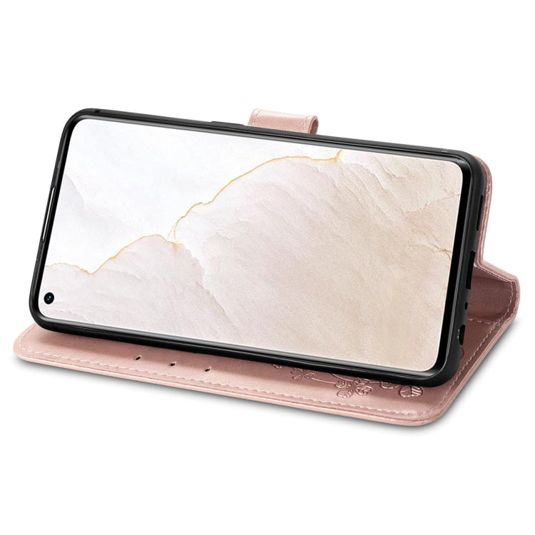 For OPPO Realme GT Explorer Master Four-leaf Clasp Embossed Buckle Leather Phone Case