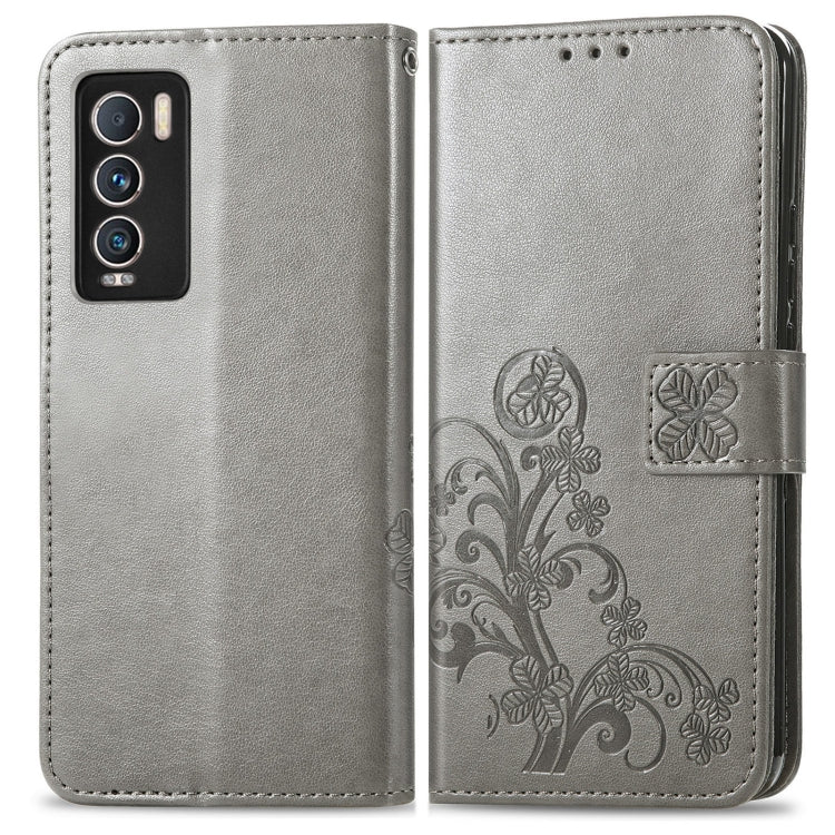 For OPPO Realme GT Explorer Master Four-leaf Clasp Embossed Buckle Leather Phone Case