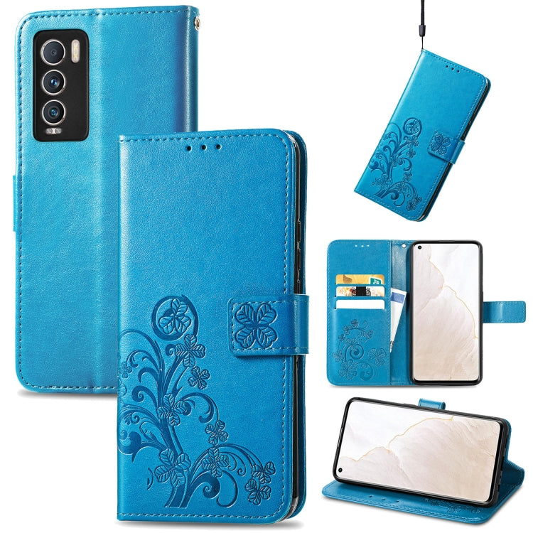 For OPPO Realme GT Explorer Master Four-leaf Clasp Embossed Buckle Leather Phone Case