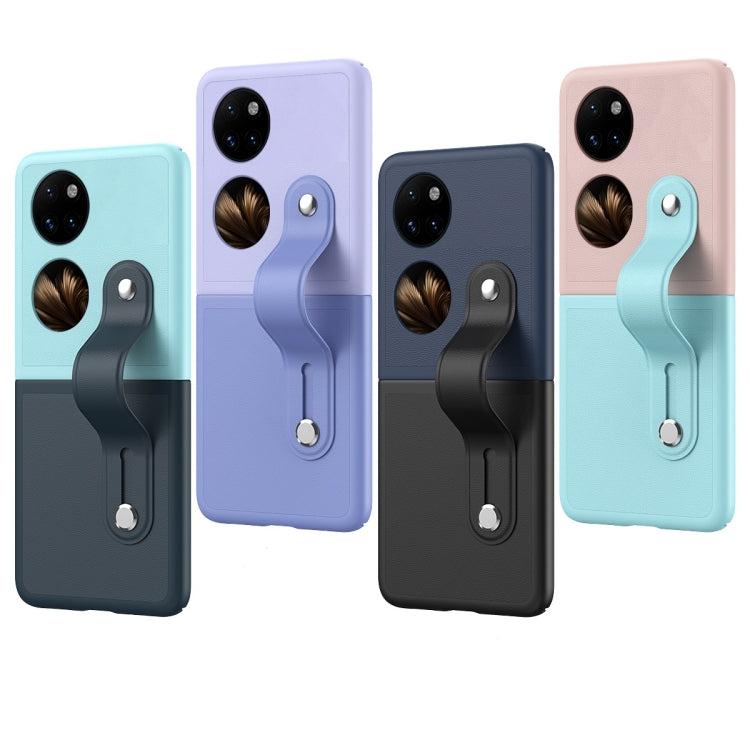 For Huawei P50 Pocket Skin Contrast Wristband Holder Folding Phone Case